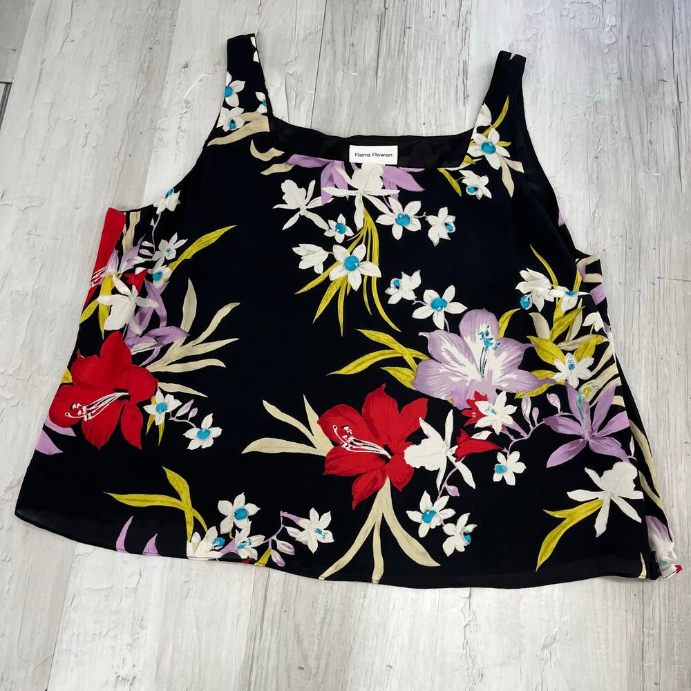 Rena Rowan Silk 2 Piece Floral Flowy Lightweight Ruffle Tank Top Skirt Set 20W - Picture 10 of 15